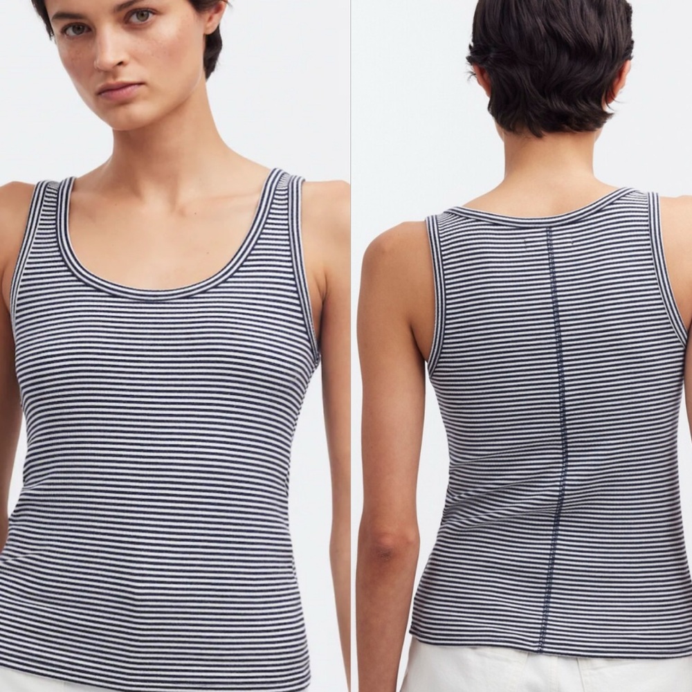 NWT Madewell Striped Drapey Rib Tank Top Size Large